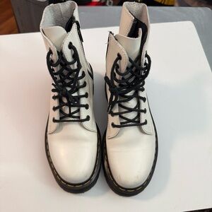 Doc Martens White Lace-Up Boots with Black Laces